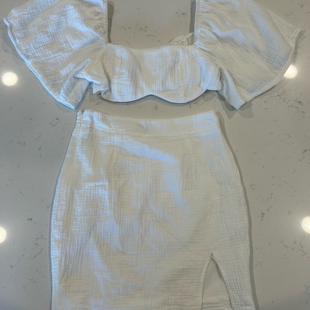 SHEIN White Skirt & Crop Top Set, Women’s XS